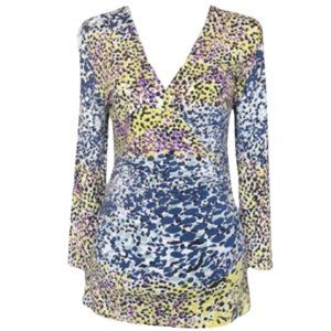 Boden Jersey Knit Ruched Surplice L/S Top - Multi - 12